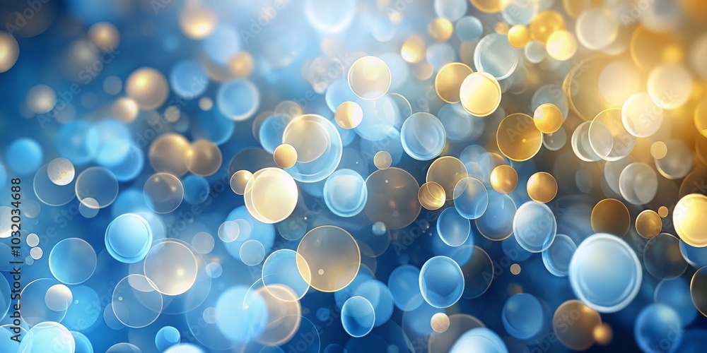 Abstract Blurred Circles of Blue and Gold, bokeh, background Abstract Blurred Circles of Blue and Gold, bokeh, background