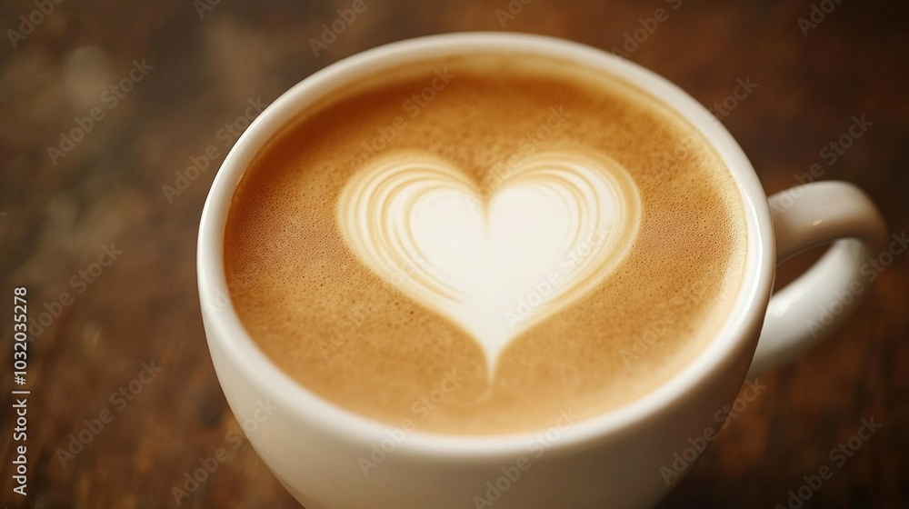 A cup of coffee with a heart-shaped foam A cup of coffee with a heart-shaped foam