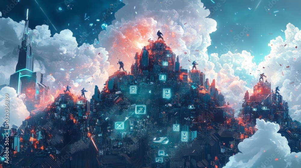 Esports heroes battle in a surreal digital realm Esports heroes battle in a surreal digital realm