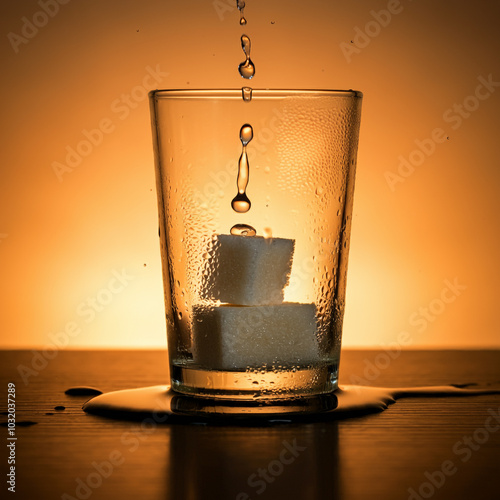Ice cube suspended in a gla...