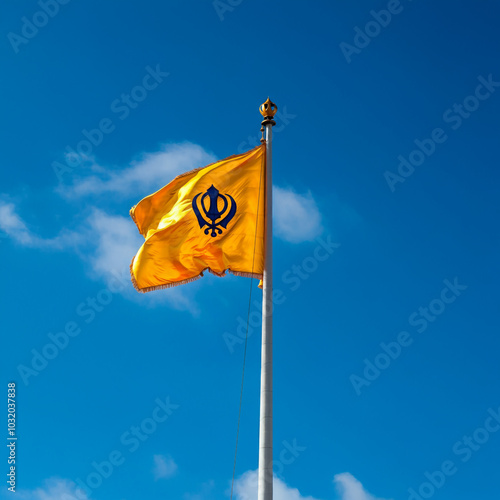 The sacred Nishan Sahib fla...