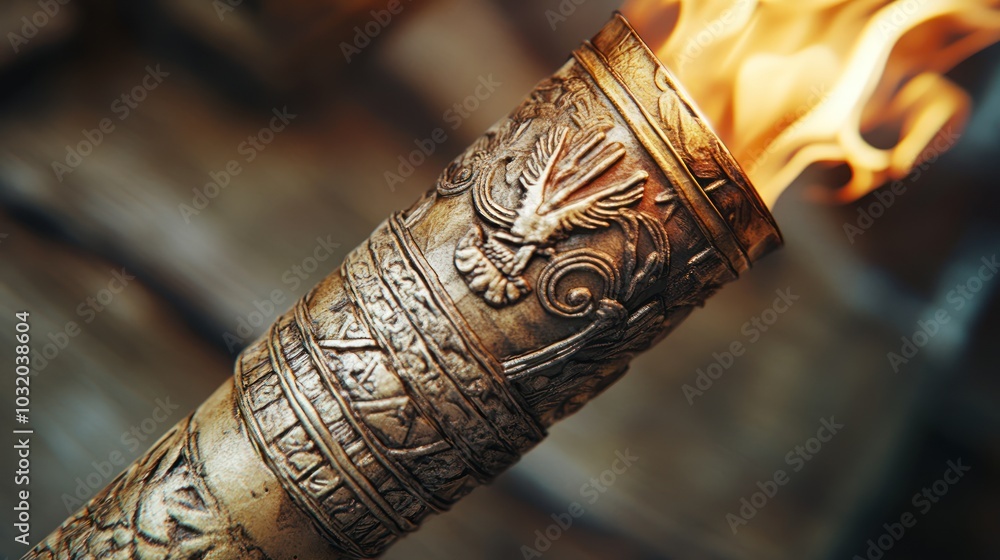 Ornate Torch with Flame Ornate Torch with Flame