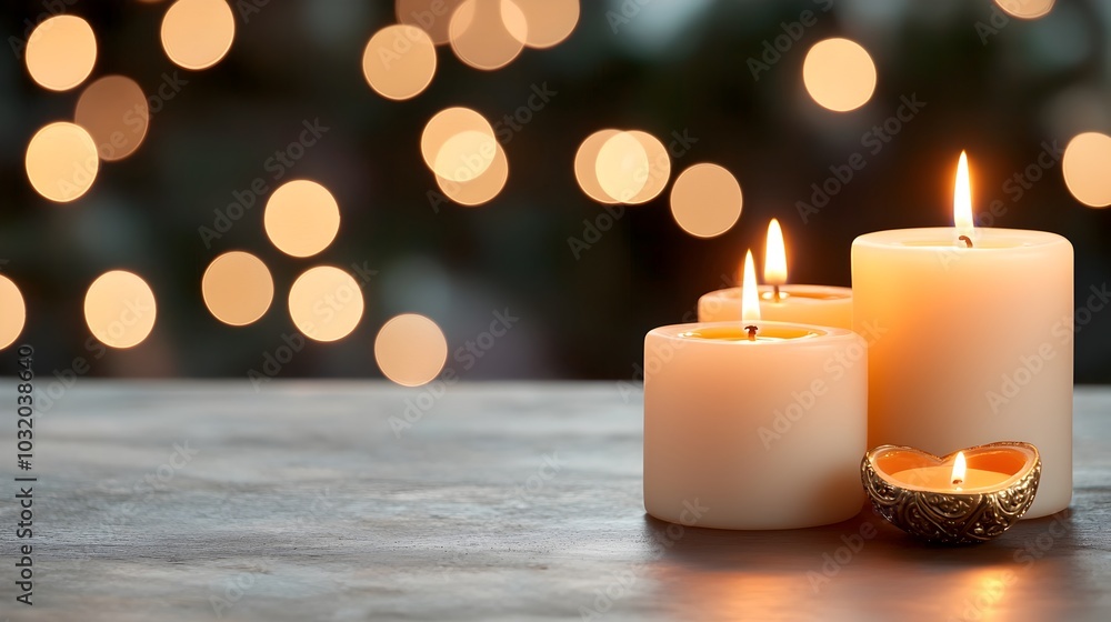 Glowing Diwali candles casting a warm soft glow and creating a cozy intimate atmosphere in a dimly lit room The gentle flames add a sense of festivity spirituality and tranquility to the space Glowing Diwali candles casting a warm soft glow and creating a cozy intimate atmosphere in a dimly lit room The gentle flames add a sense of festivity spirituality and tranquility to the space