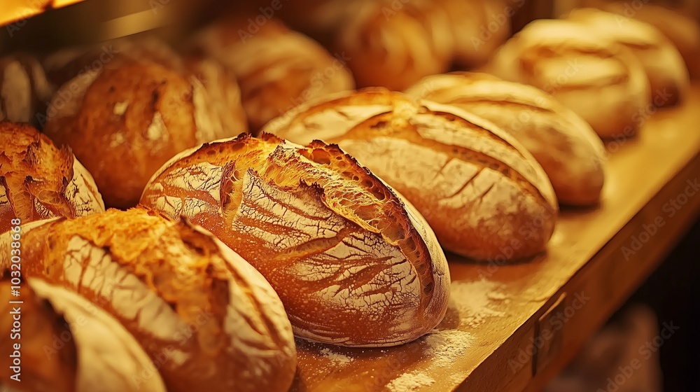 Artisanal Bread Display in a Bakery Artisanal Bread Display in a Bakery