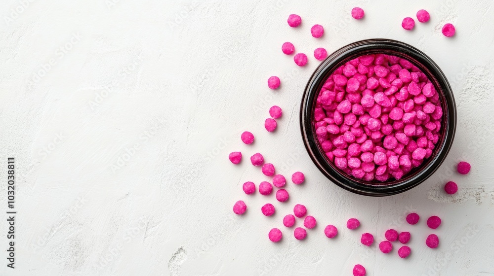 Pink wax granules in a jar Pink wax granules in a jar