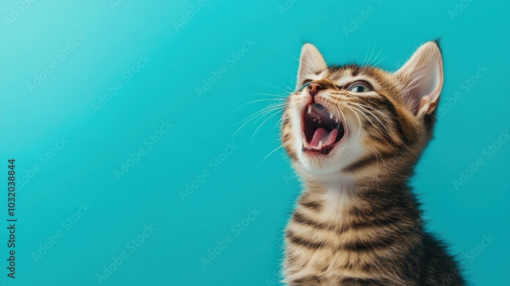 Obraz premium Cute Kitten with Open Mouth