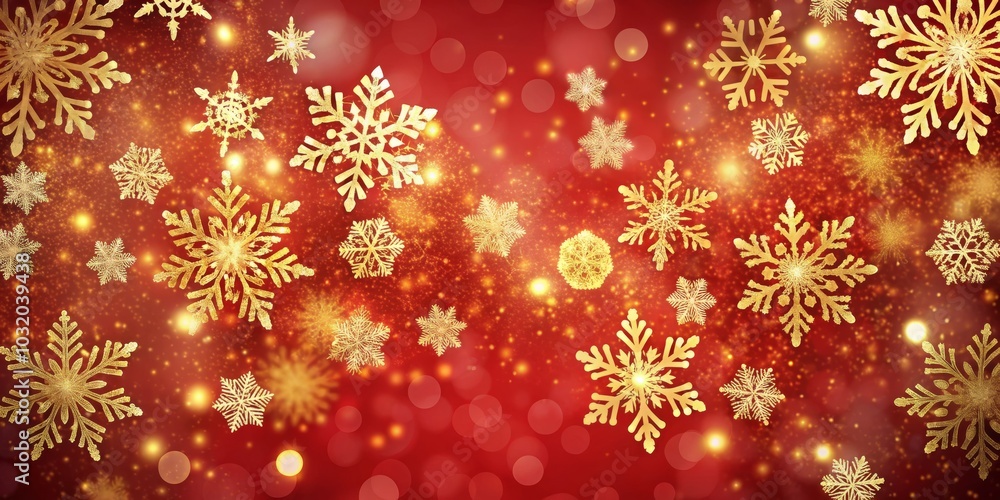 Golden Snowflakes on Red Bokeh Background, Christmas, Winter ,Christmas, Winter Golden Snowflakes on Red Bokeh Background, Christmas, Winter ,Christmas, Winter