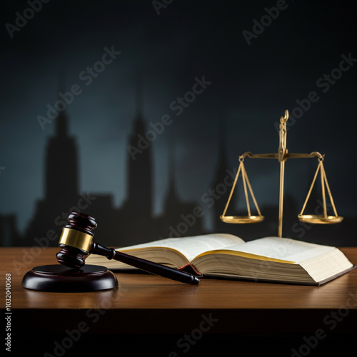 Scales, an open book, and a...