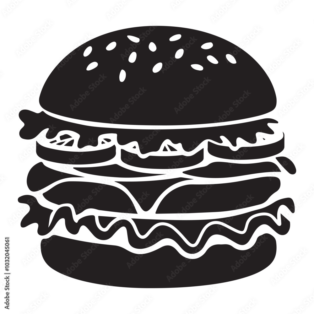 Burger Editable silhouette vector illustration Burger Editable silhouette vector illustration