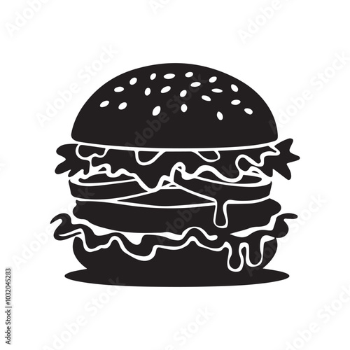 Burger Editable silhouette vector illustration