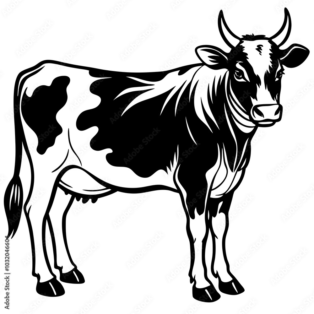 Fototapeta premium black and white cow