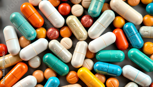 Various pills isolated with white highlights, png photo