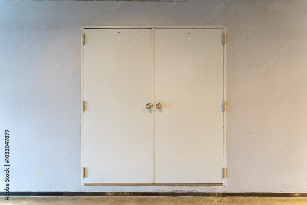 Closed Double Doors in Minimalist Indoor Setting Closed Double Doors in Minimalist Indoor Setting