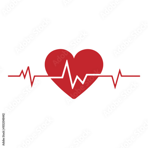 Heart beat with Wave graph pulse silhouette vector illustration