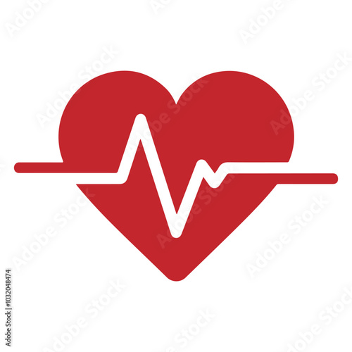 Heart beat with Wave graph pulse silhouette vector illustration