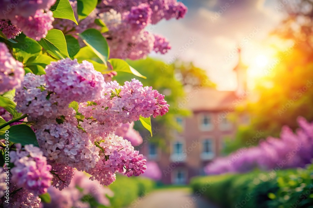 Beautiful Wide Angle Spring Background with Lilac Flowers - Panoramic Floral Template for Web Banners and Greeting Cards Beautiful Wide Angle Spring Background with Lilac Flowers - Panoramic Floral Template for Web Banners and Greeting Cards
