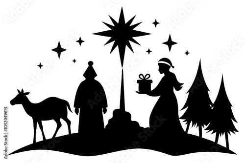 Bethlehem Star Silhouette vector illustration