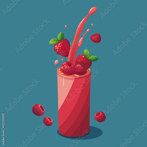 Raspberry juice burst with berries