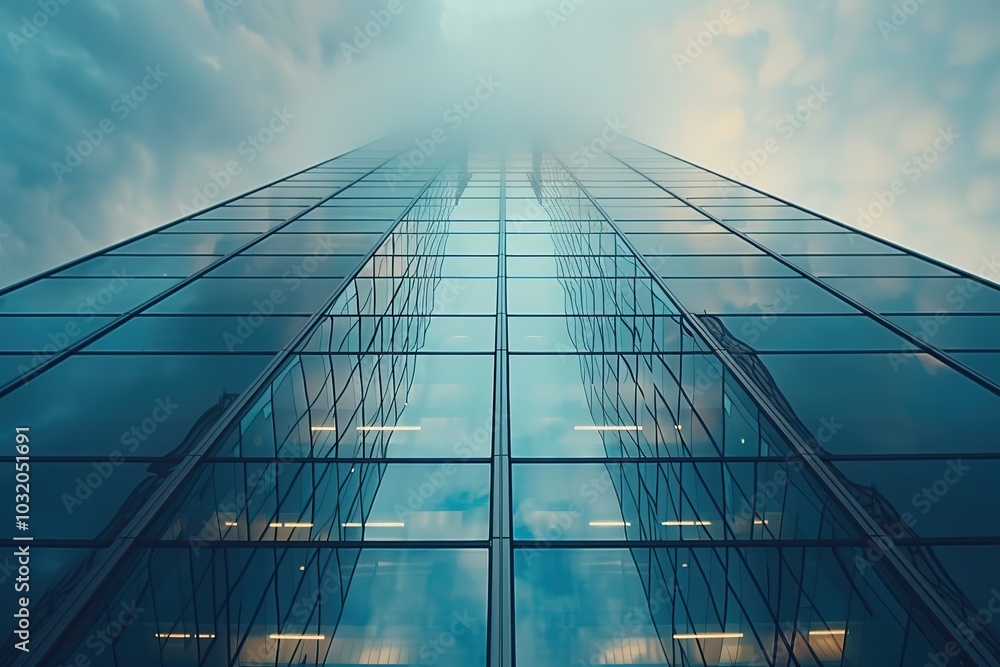 Glass Facade Skyscraper in the Clouds Glass Facade Skyscraper in the Clouds