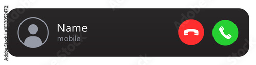 Incoming call pop up notification window illustration. Smartphone accept decline phone call user interface vector