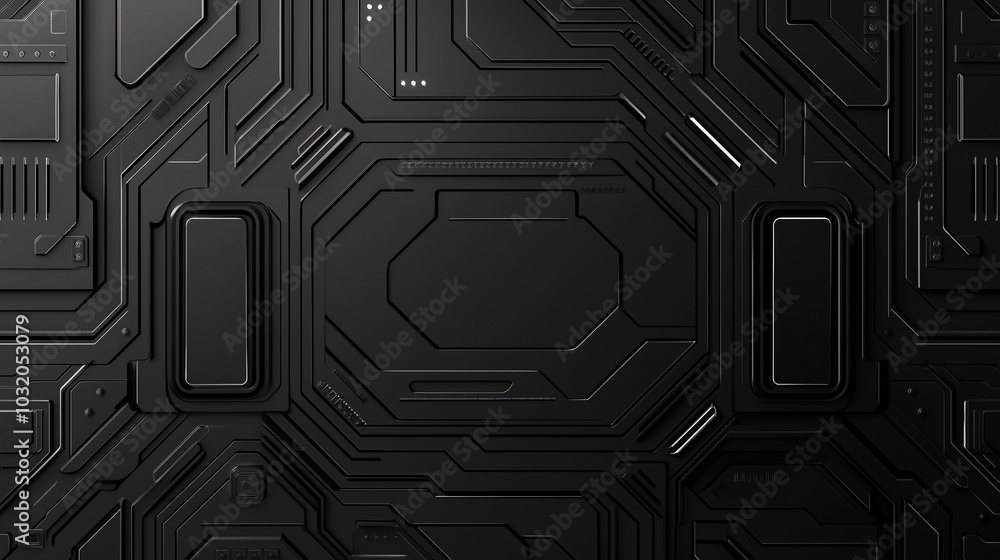 Futuristic presentation background. Dark gray and black. Technology. Design of a postcard, banner, website Futuristic presentation background. Dark gray and black. Technology. Design of a postcard, banner, website