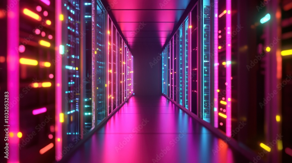 Server Room with Neon Lights Server Room with Neon Lights