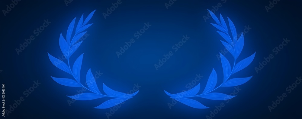 A blue glowing laurel wreath is a beautiful decorative background option for various designs and applications. A blue glowing laurel wreath is a beautiful decorative background option for various designs and applications.