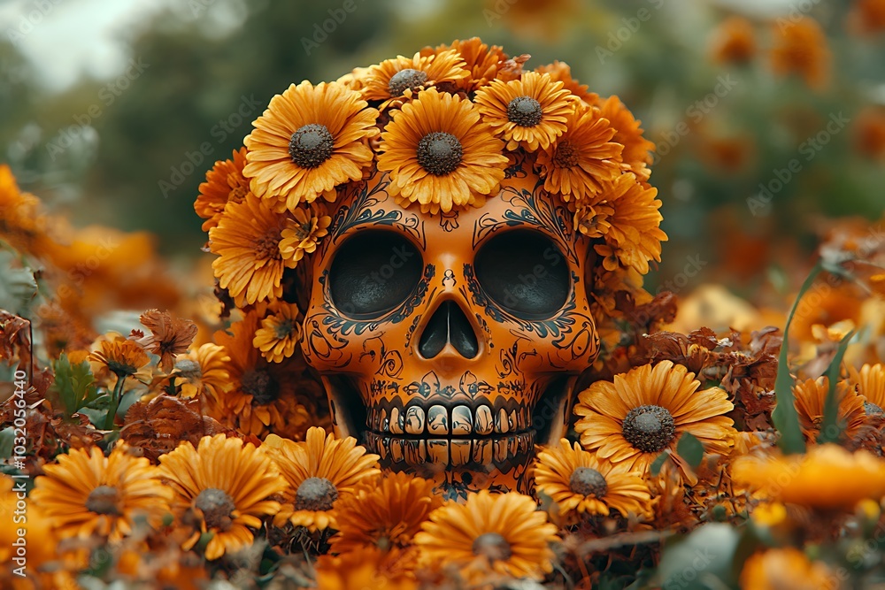 a skull with flowers in it
a skull with flowers in it