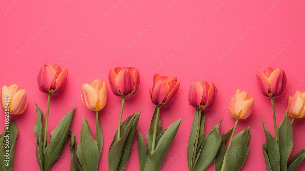 Tulip background for Women's Day or Mother's Day with copy space.