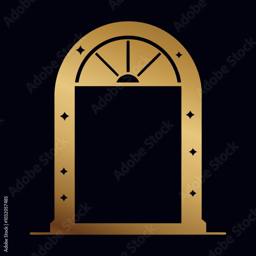 Luxury golden window Frame set vector illustration on white background generated Ai