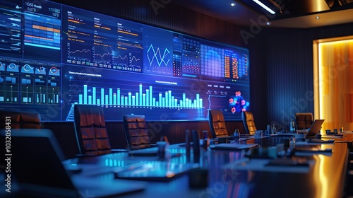 Modern Conference Room with Data Analytics