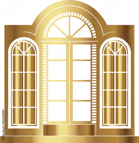 Luxury golden window Frame set vector illustration on white background generated Ai