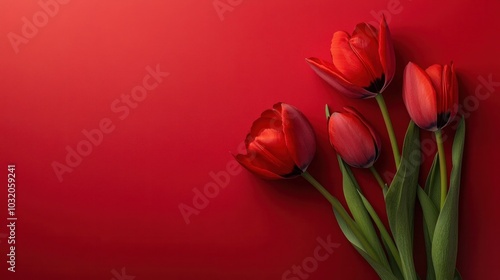 Women's Day and Mother's Day red background with free copy space for text. Festive red background.