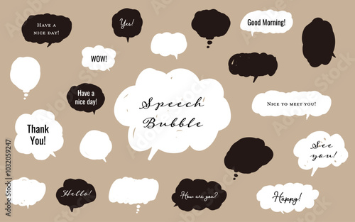 A set of speech bubbles handwritten with a felt-tip pen	
