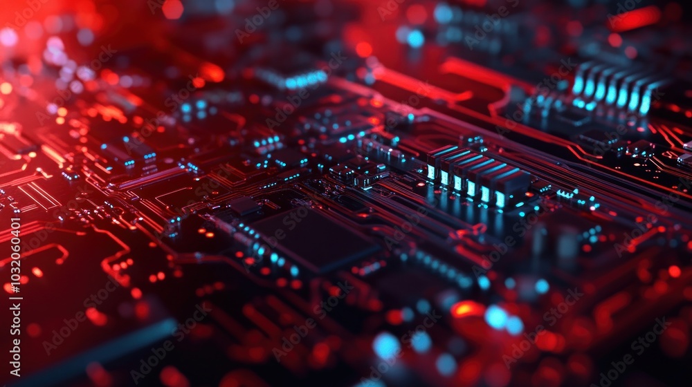 Circuit Board Under Red Light Circuit Board Under Red Light