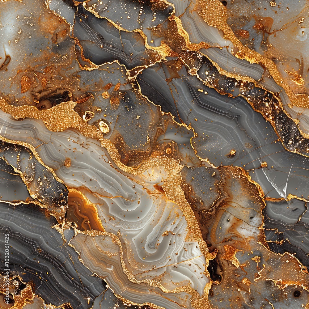Fototapeta premium Seamless Abstract Background With multicolored waves and lines marble texture. 3d render illustration. Gold marble patterned texture background.