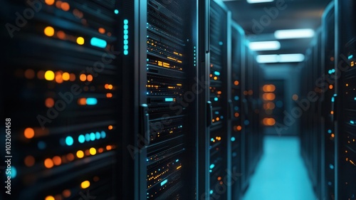 Clean server room with advanced firewall and network protection systems in place