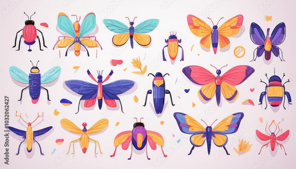 Fototapeta premium Insect pattern. Vector, illustration set.