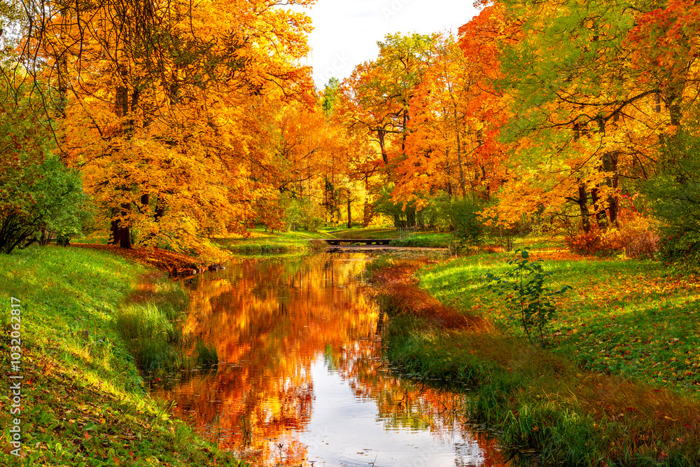 Fototapeta premium Catherine park in autumn, Tsarskoe Selo (Pushkin), Saint Petersburg, Russia
