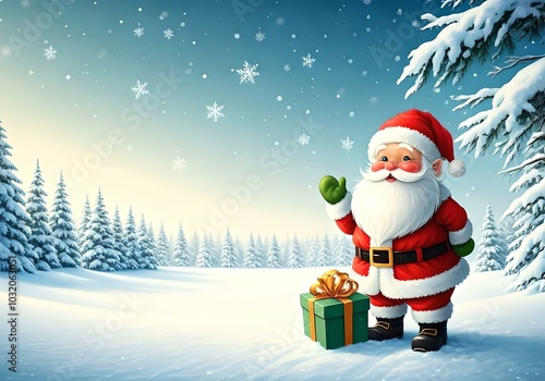 Christmas' Day with gift box and Santa Claus, for Christmas' Day and Happy New Year Day.