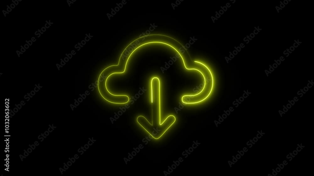 Glowing Download Icon in HD Video Neon Animation – File and Data Transfer Symbol on Black Background Glowing Download Icon in HD Video Neon Animation – File and Data Transfer Symbol on Black Background