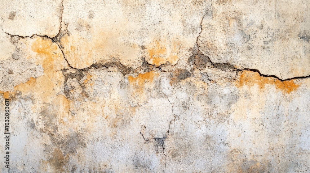 Obraz premium Weathered Concrete Wall with Cracks and Stains