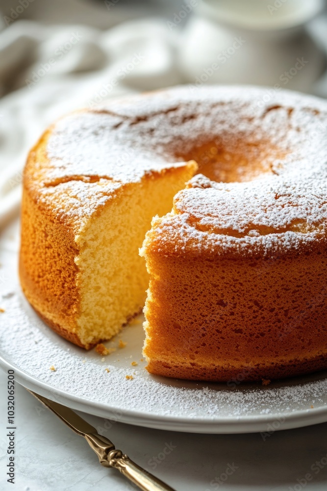 A slice of cake on a plate, served with a fork for easy eating A slice of cake on a plate, served with a fork for easy eating