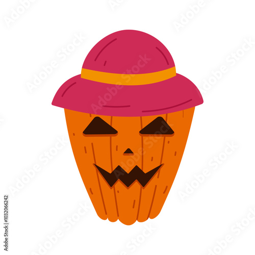 Pumpkin Halloween isolated. A pumpkin with a hat without a background. Vector illustration