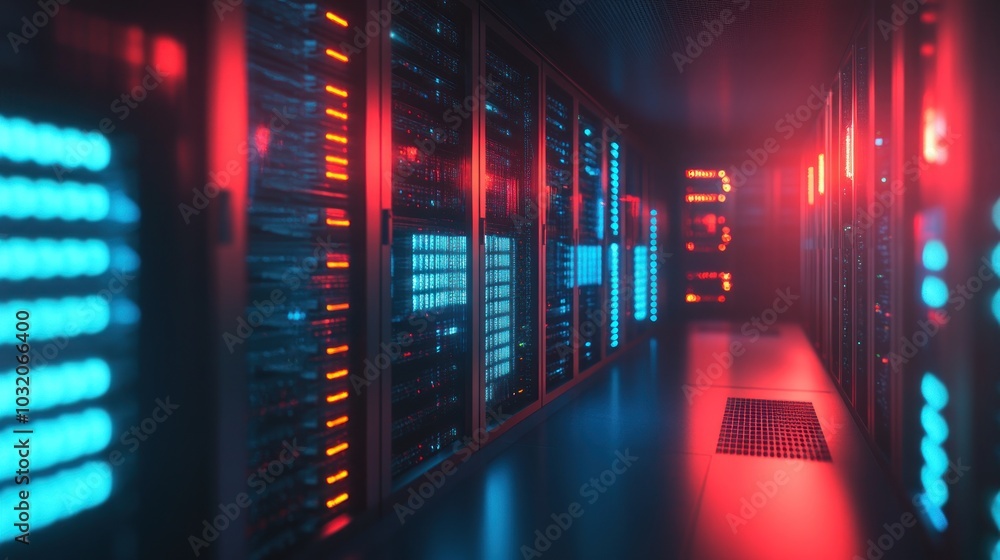 Server Room with Neon Lights Server Room with Neon Lights