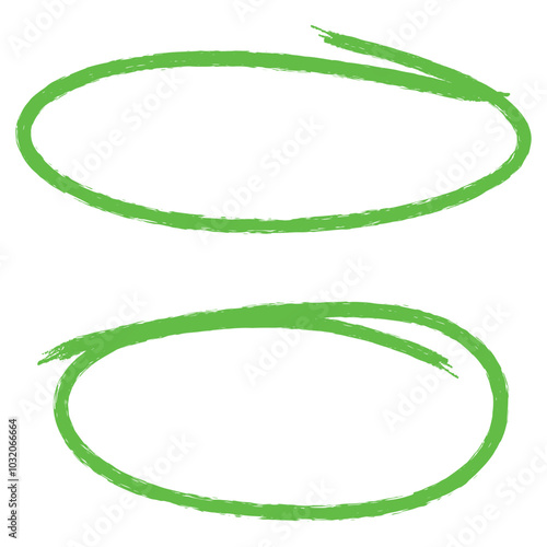 Set of hand drawn green circle highlighter, design element, grunge round shape