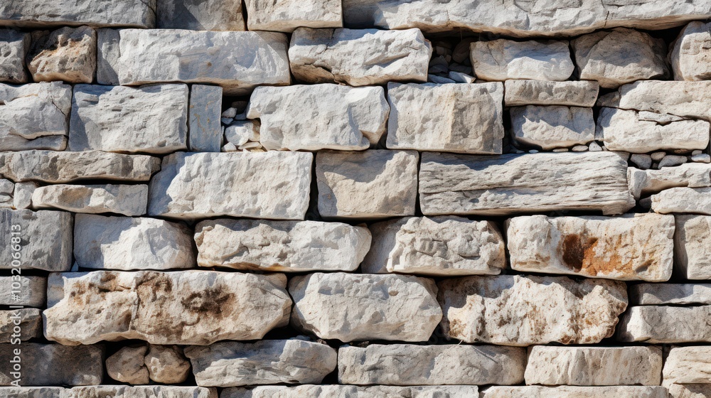 Naklejka premium Stone wall texture background - Stone siding with different sized stones