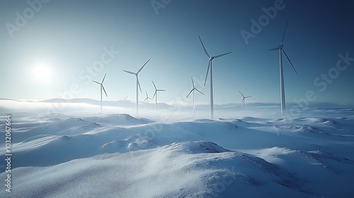 Wind Turbines in a Winter Landscape