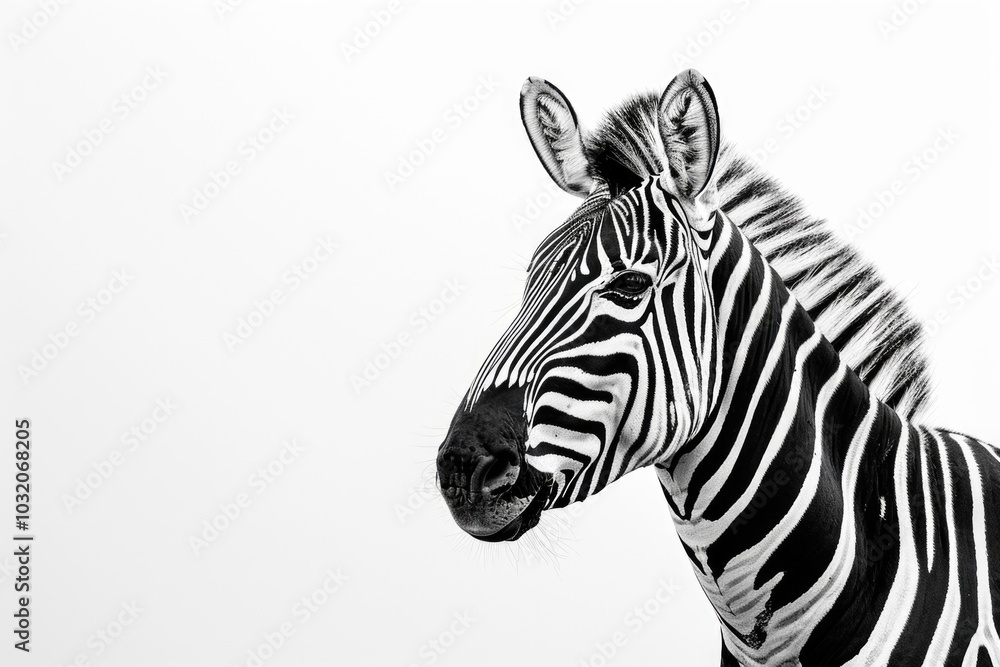 A close-up shot of a zebra's face in monochrome A close-up shot of a zebra's face in monochrome