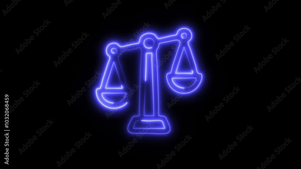 Glowing Fairness Icon in HD Video Neon Animation – Justice and Equality Symbol on Black Background Glowing Fairness Icon in HD Video Neon Animation – Justice and Equality Symbol on Black Background